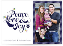 Red Peace Love and Joy Christmas Photo Cards