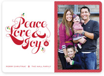 Red Peace Love and Joy Christmas Photo Cards
