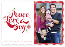 Red Peace Love and Joy Christmas Photo Cards