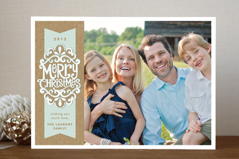 Kraft Ribbon Christmas Photo Cards