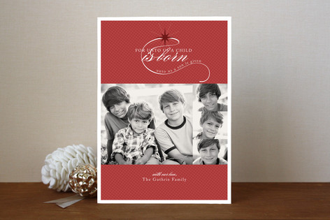A child is born Christmas Photo Cards