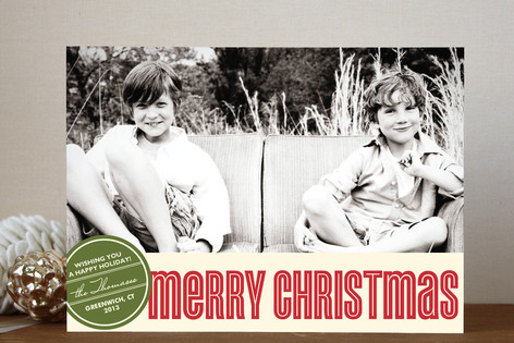 Retro Peace Christmas Photo Cards