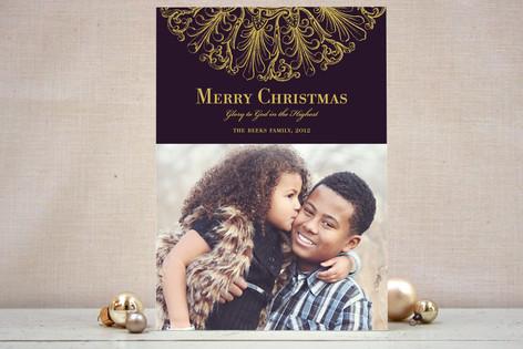 Round Flourish Christmas Photo Cards
