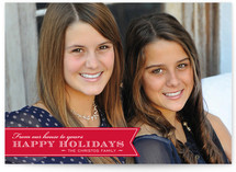Red Ribbon Happiness Christmas Photo Cards