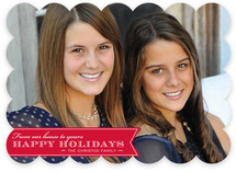 Red Ribbon Happiness Christmas Photo Cards