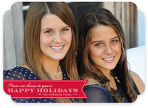 Red Ribbon Happiness Christmas Photo Cards