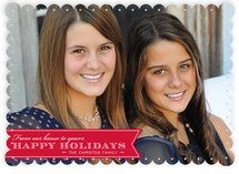 Red Ribbon Happiness Christmas Photo Cards