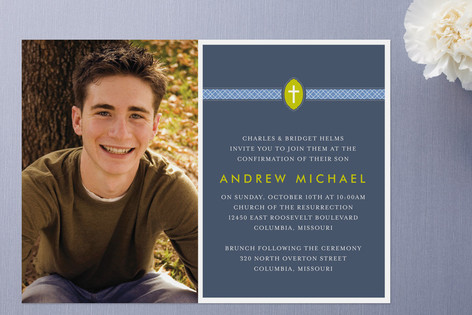 Ribbon & Cross Confirmation Invitations