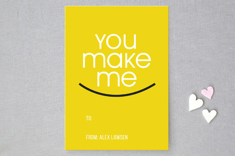 You make me smile Classroom Valentine's Day Cards