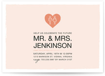 Coupled Heart Engagement Party Invitations