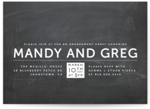 Laid Back Black and White Engagement Party Invitations