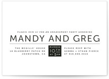 Laid Back Black and White Engagement Party Invitations