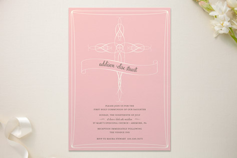 Delicate Cross First Holy Communion Invitations
