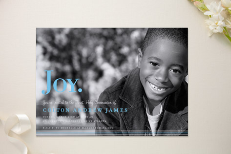 Simple Stripes First Holy Communion Invitations