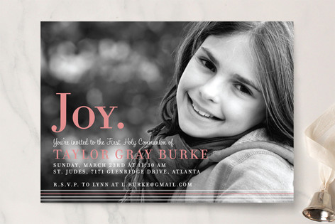 Simple Stripes First Holy Communion Invitations
