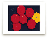 Umbrellas in the Rain Art Prints