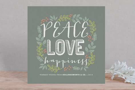 Peace Love Happiness Business Holiday Cards