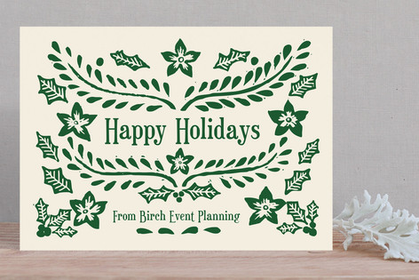 Block Printed Business Holiday Cards