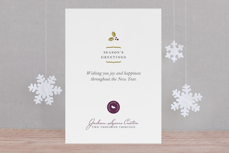 Delicate Holly Berry Business Holiday Cards