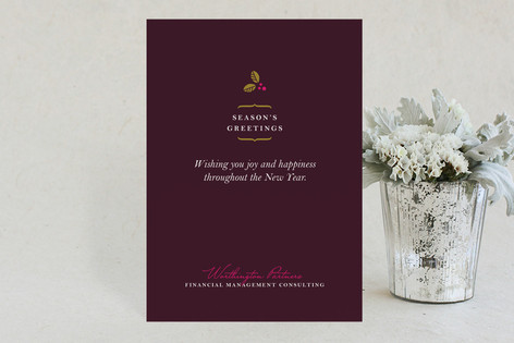 Delicate Holly Berry Business Holiday Cards