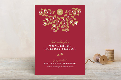 Mistletoe Wreath Business Holiday Cards