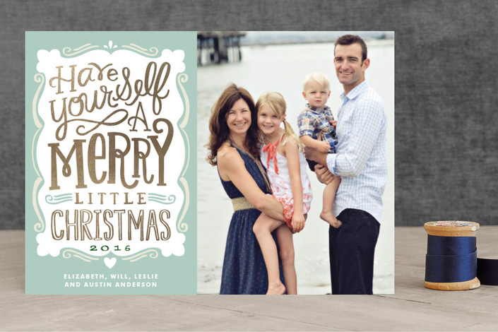 Merry Typography Foil-Pressed Holiday Cards