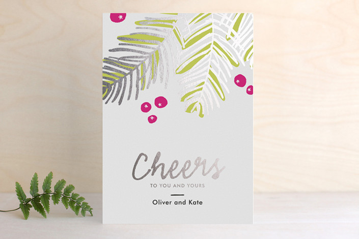 Modern Pine Foil-Pressed Holiday Cards