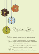Decorative Ornaments Holiday Party Menus