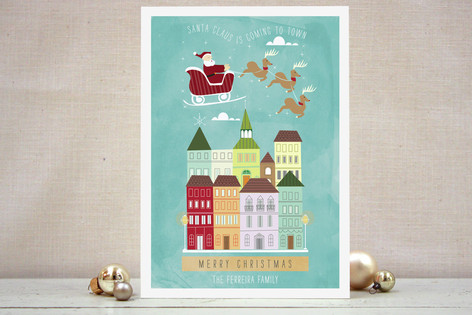 Santa is Coming Holiday Non-Photo Cards