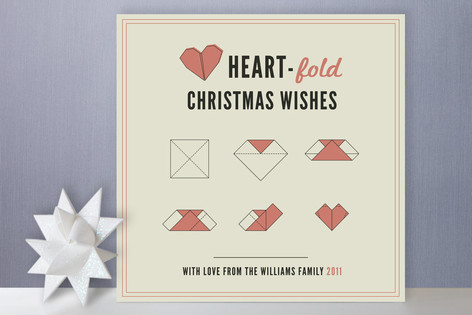 Heart-Fold Christmas Wishes Holiday Non-Photo Cards