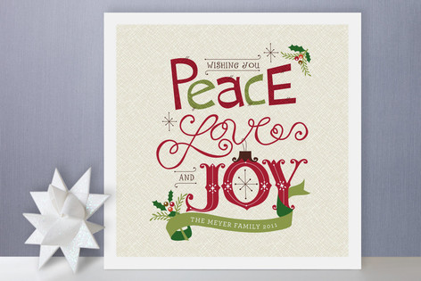 Handmade Peace, Love And Joy Holiday Non-Photo Cards