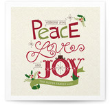 Handmade Peace, Love And Joy Holiday Non-Photo Cards