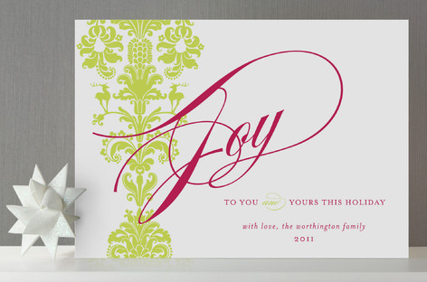 float + deer damask Holiday Non-Photo Cards