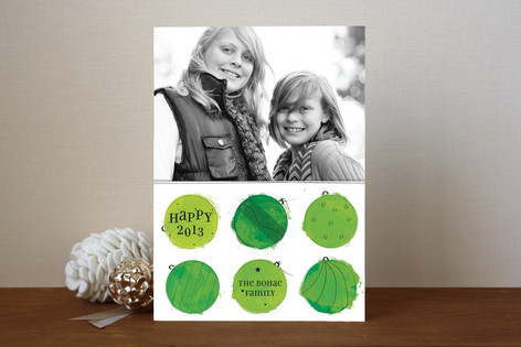 Painted Baubles New Year's Photo Cards