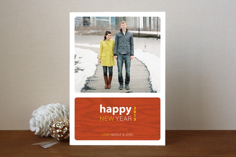 Urban Wood Grain New Year's Photo Cards