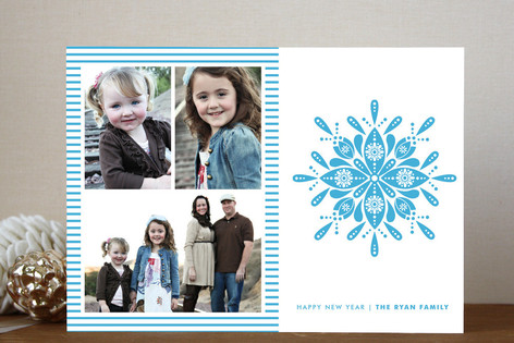 Nordic Snowflake New Year's Photo Cards