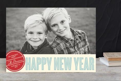 Retro Peace New Year's Photo Cards