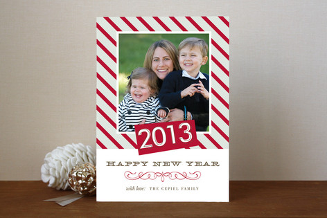 Striped Joy New Year's Photo Cards