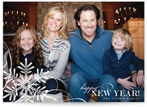 Snowflake Whimsy New Year's Photo Cards