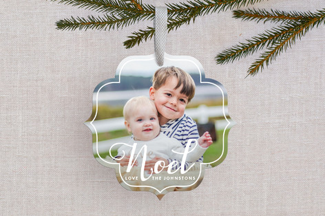 White Noel Holiday Ornament Cards