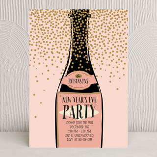 Pink Champagne Holiday Party Invitations