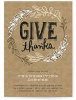 Rustic Give Thanks Holiday Party Invitations