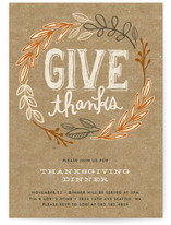Rustic Give Thanks Holiday Party Invitations
