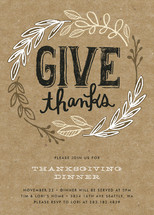 Rustic Give Thanks Holiday Party Invitations