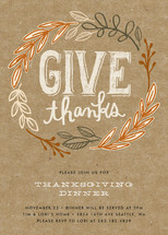 Rustic Give Thanks Holiday Party Invitations