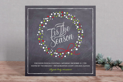 Chalkboard Wreath Holiday Party Invitations