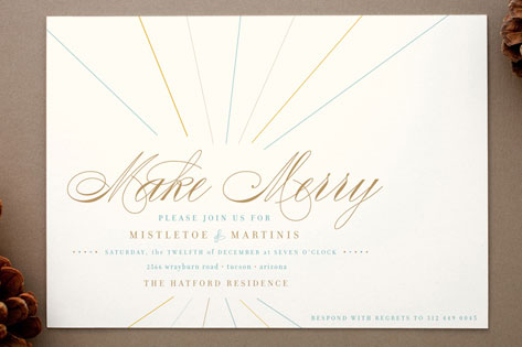 Float + Make Merry Holiday Party Invitations
