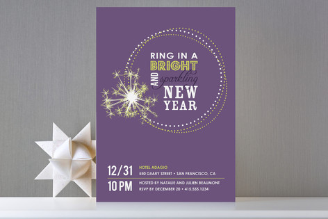 Bright and Sparkling New Year Holiday Party Invitations