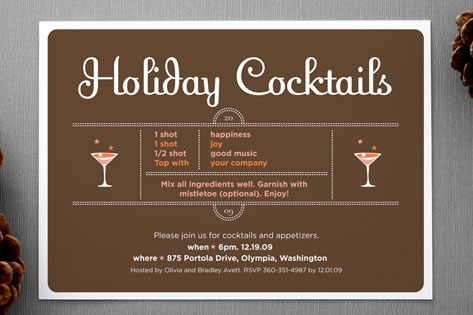 Holiday Cocktails Holiday Party Invitations
