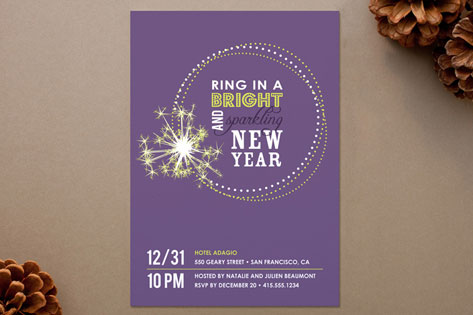 Bright and Sparkling New Year Holiday Party Invitations